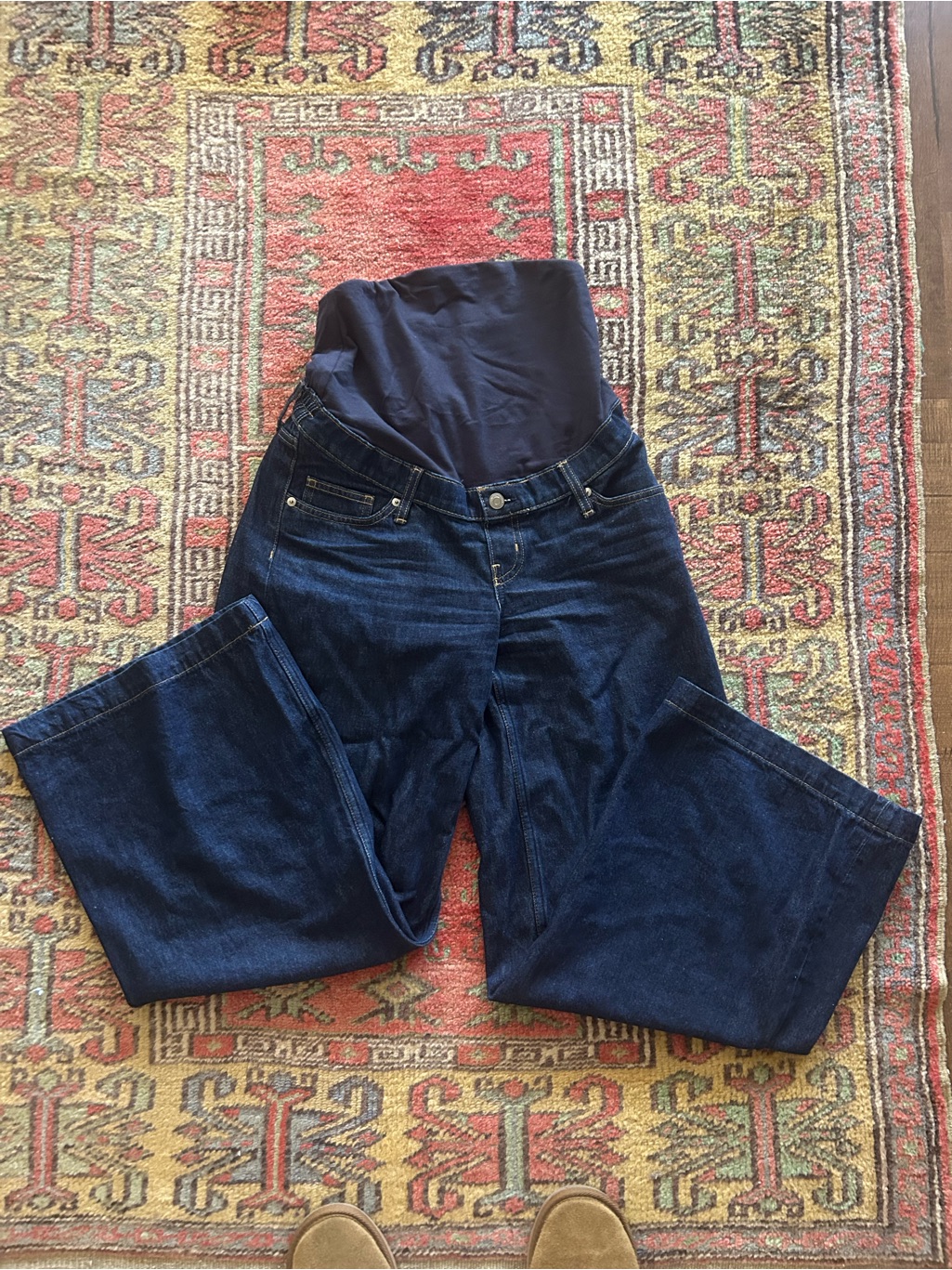 H&M Mama Maternity Dark Blue Wide Leg Jeans With Stretch Waistband